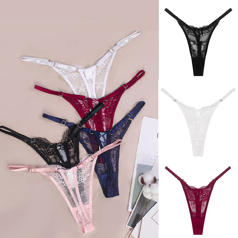 Sexy Lace Panties Women Underwear V-waist See Through Thong G-string Female Adjustable Lingerie Breathable Seamless Underpants - 图片 12