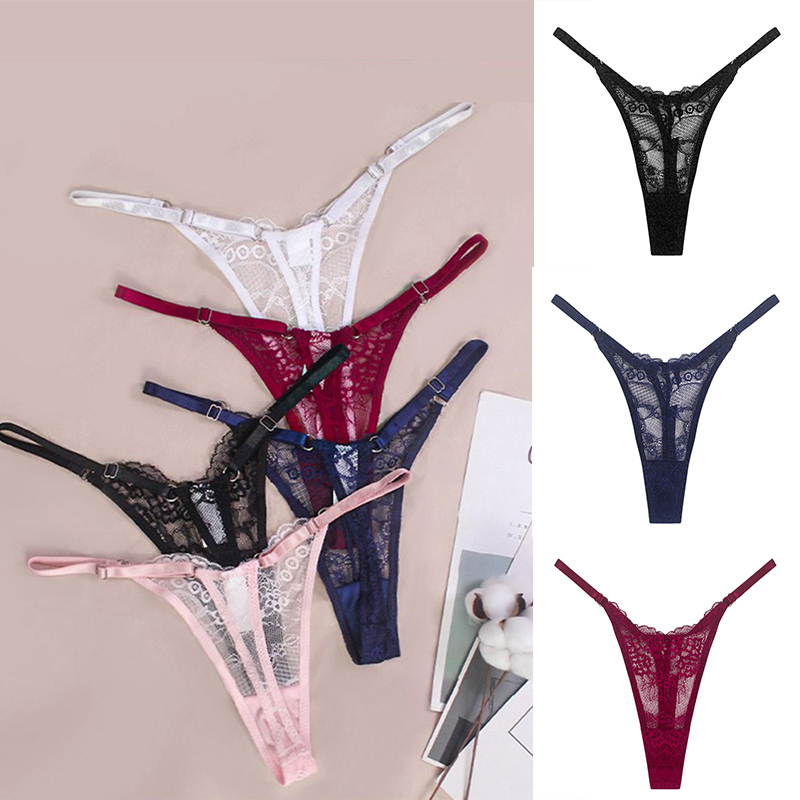 Sexy Lace Panties Women Underwear V-waist See Through Thong G-string Female Adjustable Lingerie Breathable Seamless Underpants - 图片 13