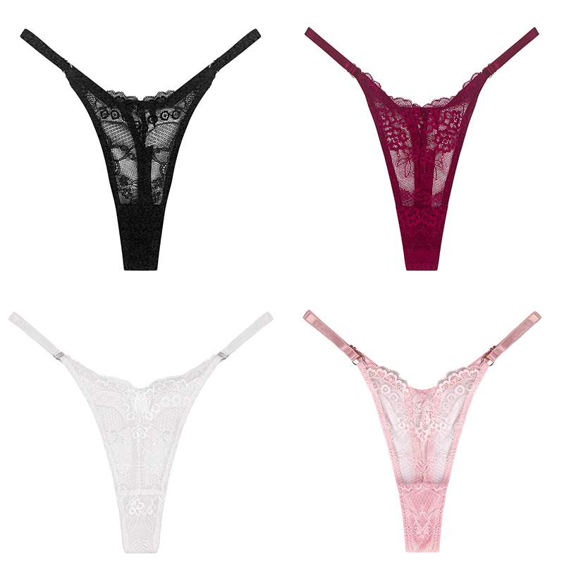 Sexy Lace Panties Women Underwear V-waist See Through Thong G-string Female Adjustable Lingerie Breathable Seamless Underpants - 图片 14
