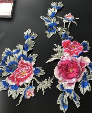 Three-Dimensional Peony Flower Embroidered Cloth Stickers Water Soluble Embroidery Patch Cheongsam Clothing Ornaments Accessories Handmade Diy