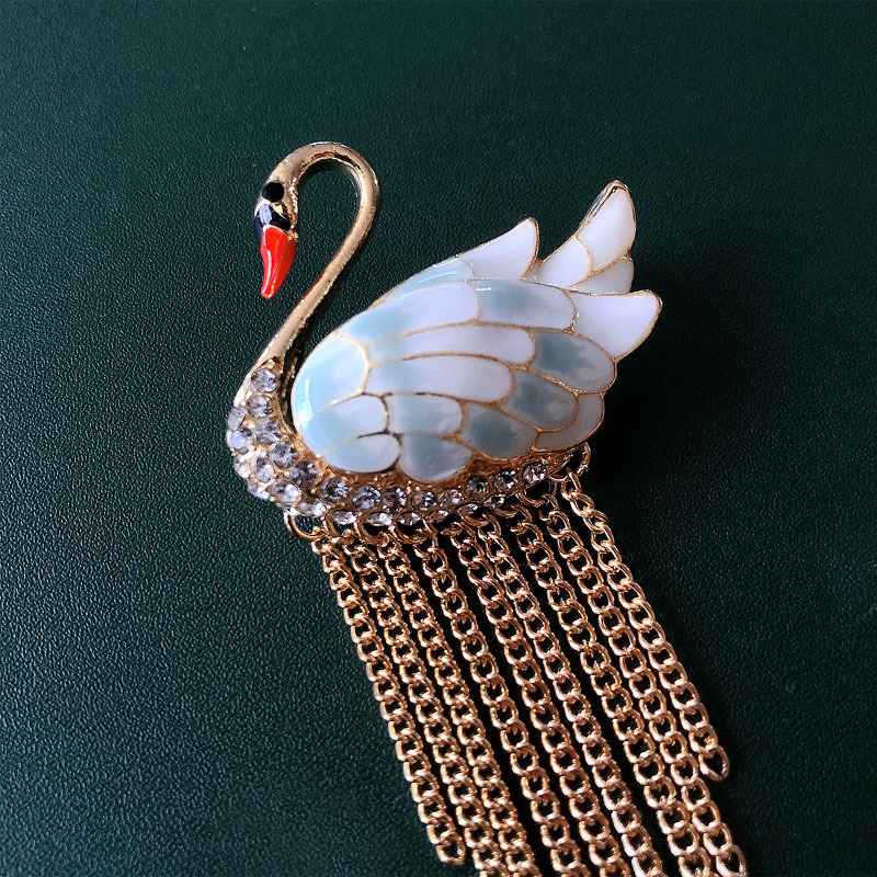 Chinese style swan tassel brooch, elegant animal brooch, new enamel suit jacket, brooch accessories - Image 8