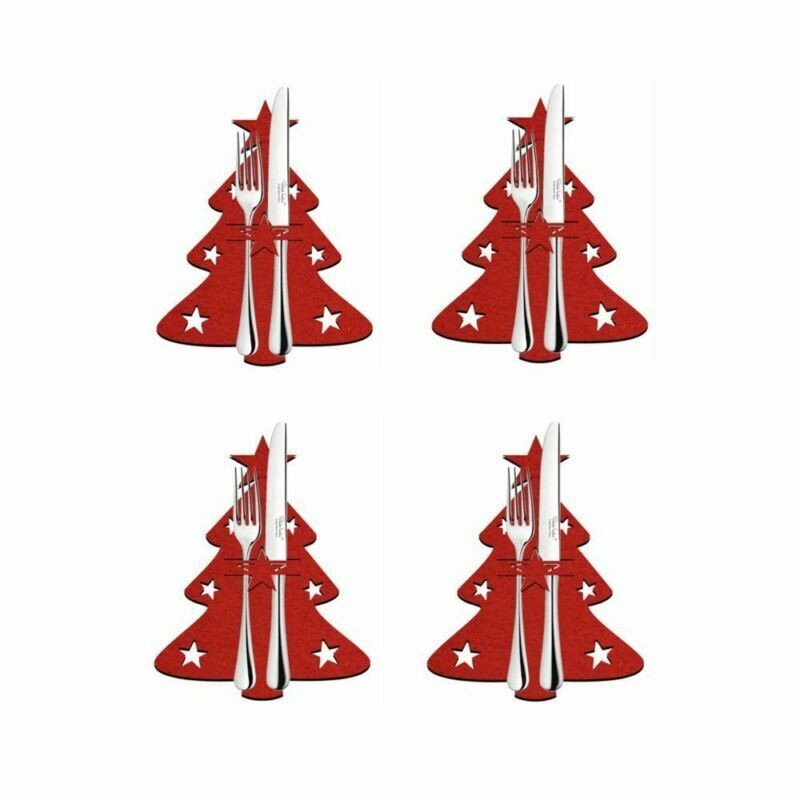4X Christmas Cutlery Silverware Knifes Forks Bag Kitchen Xmas Table Decor - 图片 6