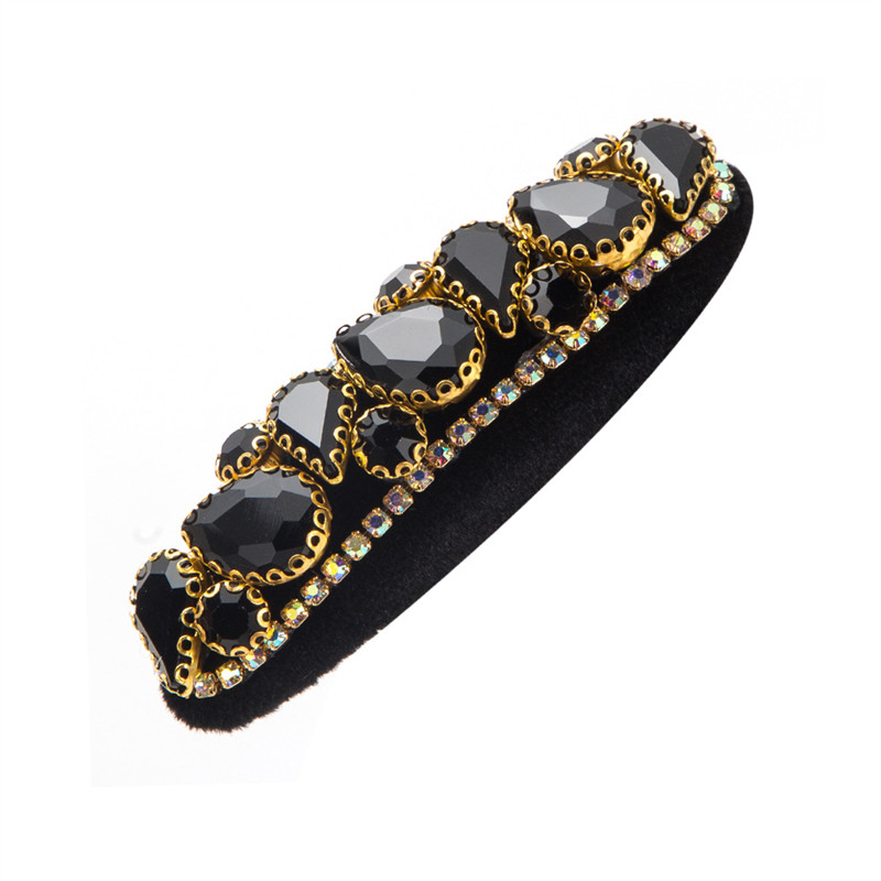 Retro Women's Side Bang Clip Broken Hair Hairpin Headband Super Shiny Glass Drill Sponge Barrettes - 图片 9