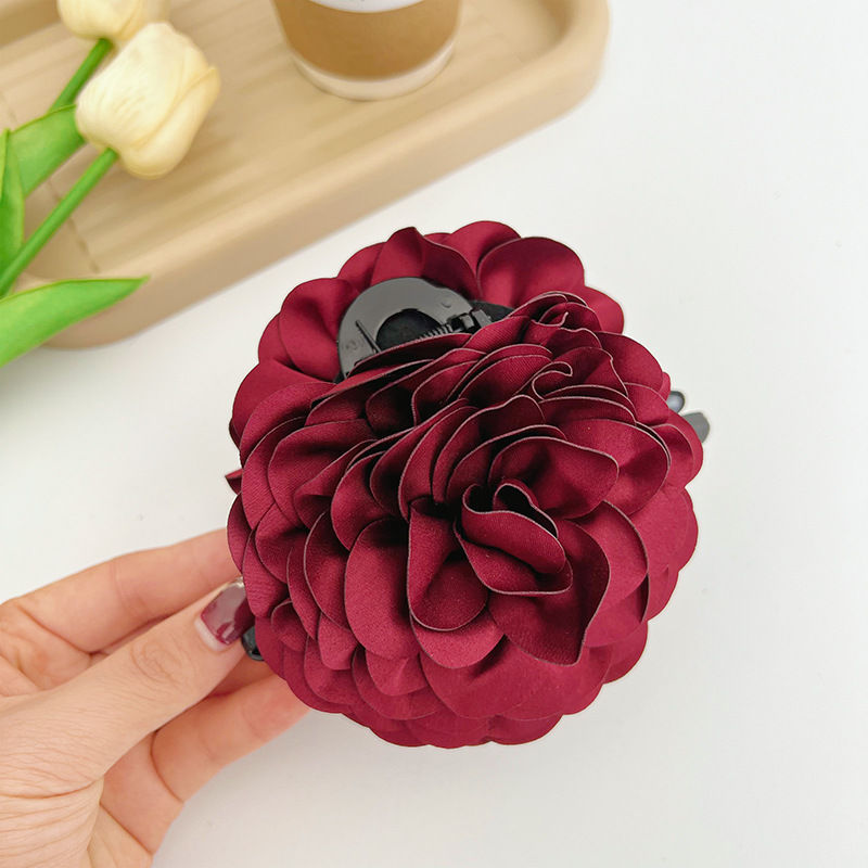 Large Elegant Rose Grip Female Back Head Barrettes Hair Accessories Top Clip - 图片 15