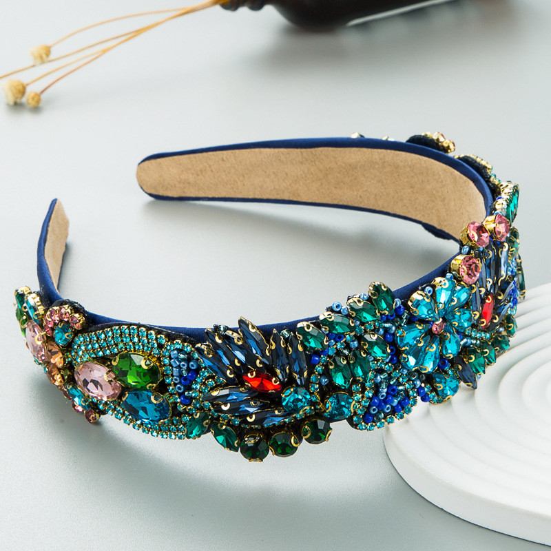 Headband Baroque Retro Exaggerated Color Glass Drill Flower Fashion Hair Accessory - 图片 7
