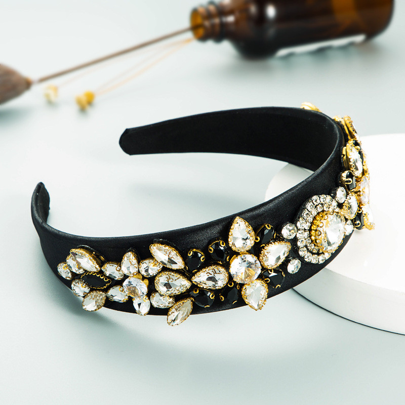 Retro Wide Edge Baroque Style Headband Inlaid Rhinestone Hair Hoop Fashion Women - 图片 18