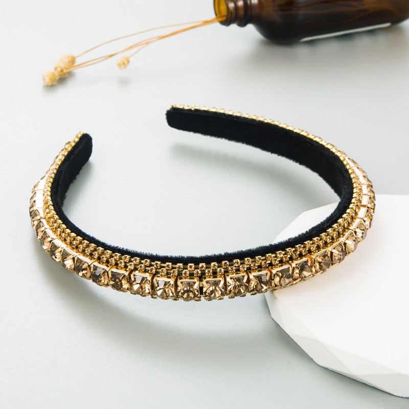Rhinestone Fashion Headband Female Baroque Diamond Gold Velvet Fashion Thin Edges Headdress - 图片 7