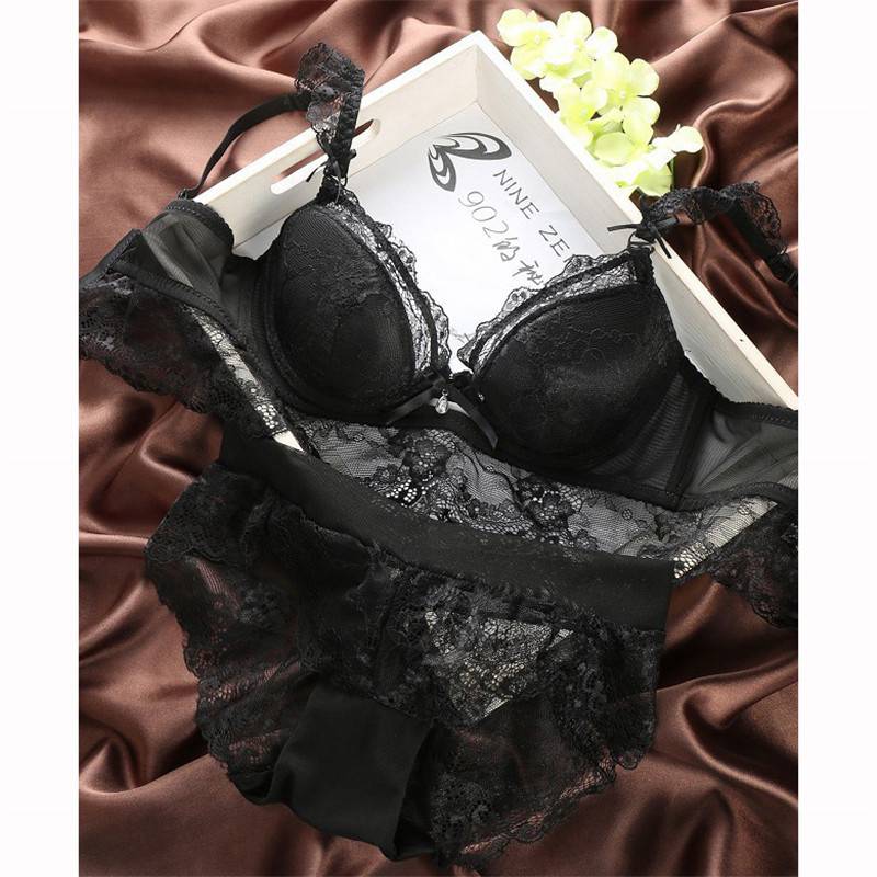 WOMEN UNDERWEAR SEXY LACE PUSH UP LINGERIE BRA SET KNICKERS BRIEFS 32-38B - 图片 7