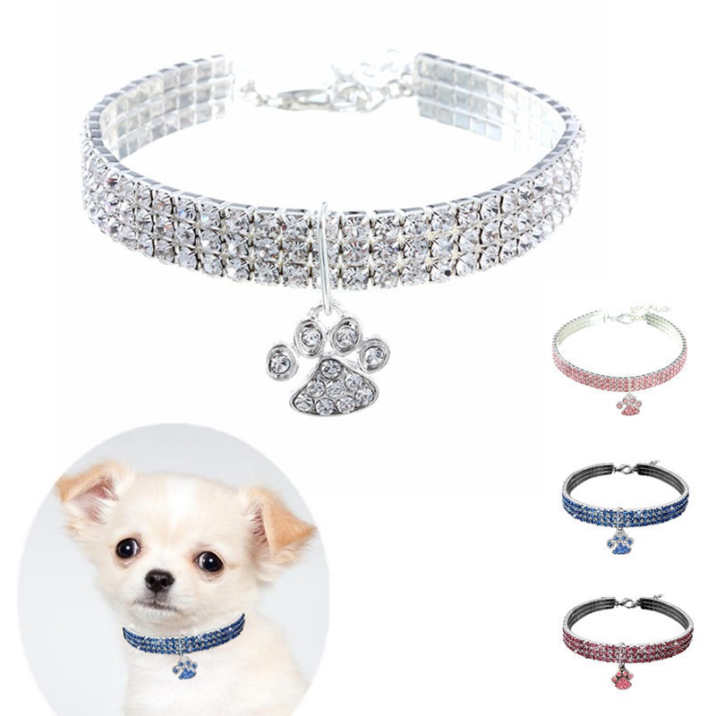 Crystal Diamante Bling Dog Cat Puppy Collar Small Pet Rhinestone Safety Band - Image 3