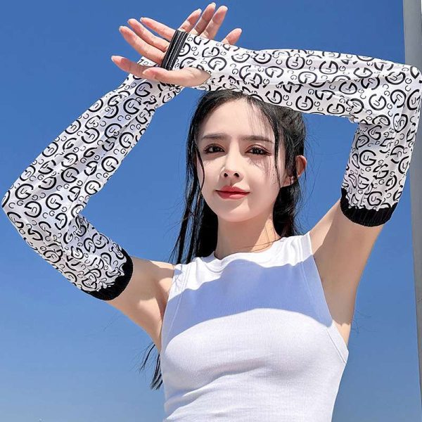 1 Pair Ice Silk Sleeve girls Sunscreen Sleeve Loose UV Protection arm Sleeve Cycling Driving Gradient Women Arm Warmer Sleeve - Image 3