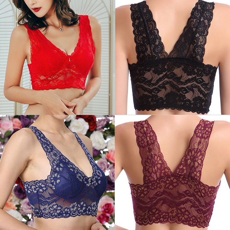 Sexy Bra Breathable Comfortable Full Lace Binding Sleep Underwear Women's Vest-Style Wireless Sports Bra - 图片 19