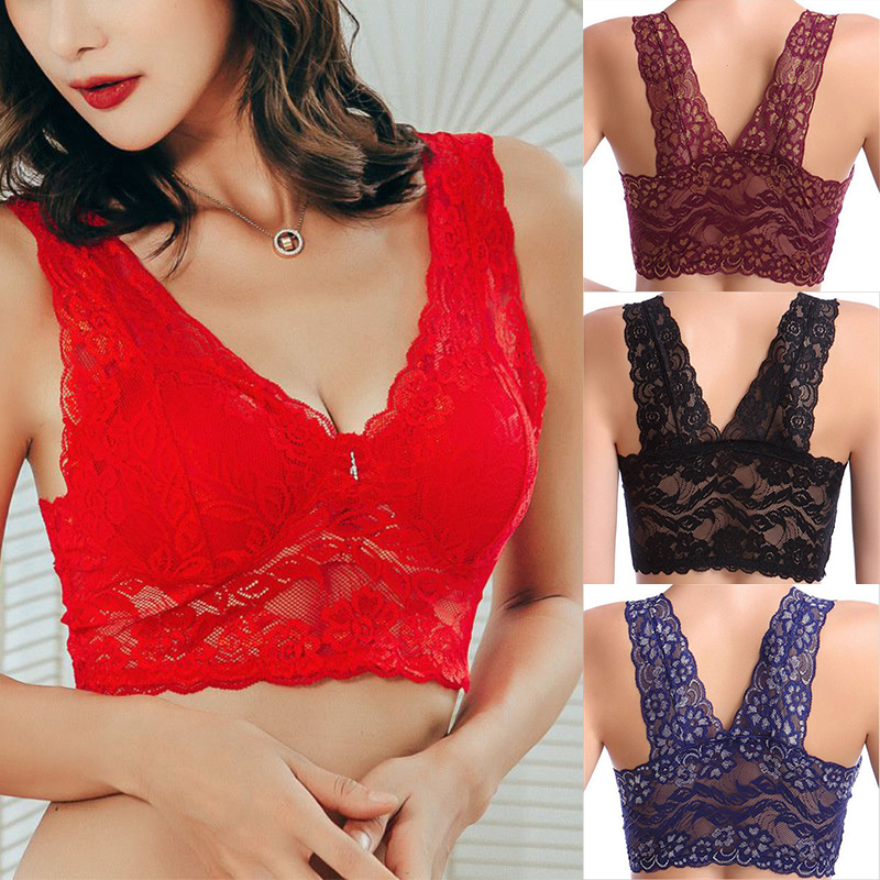 Sexy Bra Breathable Comfortable Full Lace Binding Sleep Underwear Women's Vest-Style Wireless Sports Bra - 图片 22