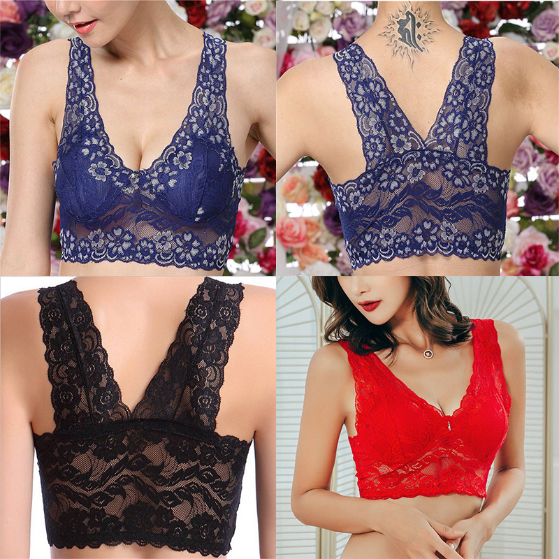 Sexy Bra Breathable Comfortable Full Lace Binding Sleep Underwear Women's Vest-Style Wireless Sports Bra - 图片 17
