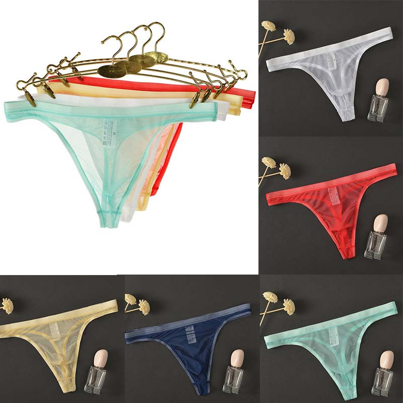 Men's Underwear T-Back Thong G-String Sexy Breathable Tangas Mesh Thong See Through Underpant Sezy Lingerie Male Panties A50A50 - 图片 26