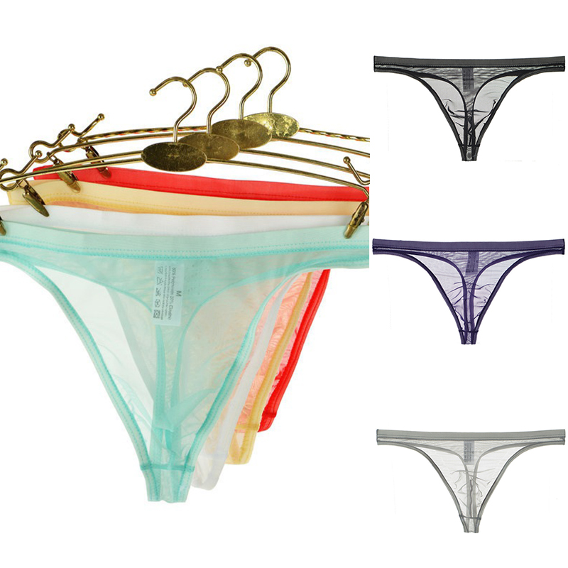 Men's Underwear T-Back Thong G-String Sexy Breathable Tangas Mesh Thong See Through Underpant Sezy Lingerie Male Panties A50A50 - 图片 30