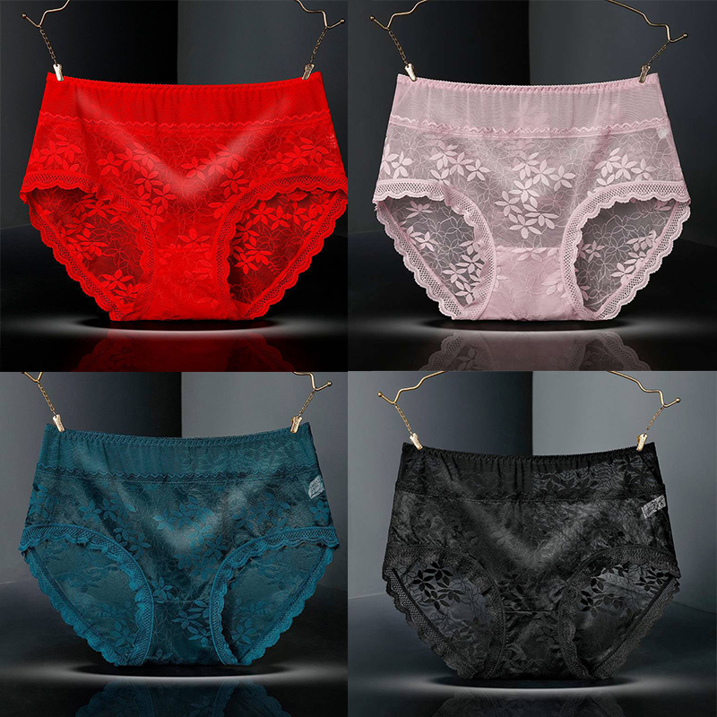 Large Size High Waist Panties for Women Underwear Sexy Lace Transparent Briefs - 图片 29