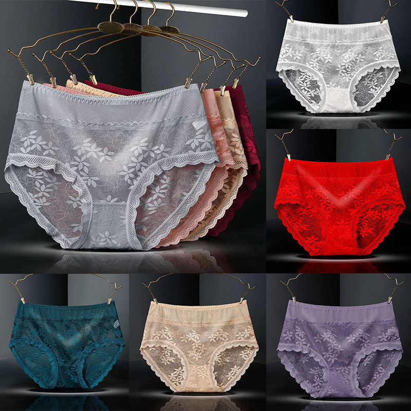 Large Size High Waist Panties for Women Underwear Sexy Lace Transparent Briefs - 图片 28