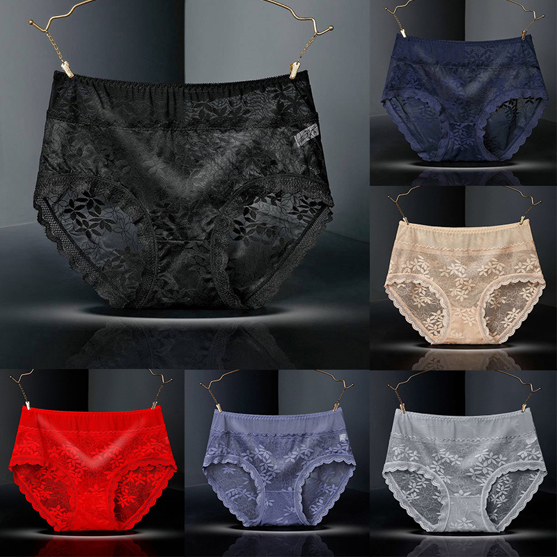 Large Size High Waist Panties for Women Underwear Sexy Lace Transparent Briefs - 图片 25