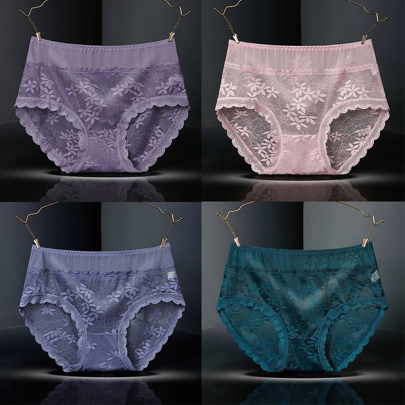 Large Size High Waist Panties for Women Underwear Sexy Lace Transparent Briefs - 图片 26