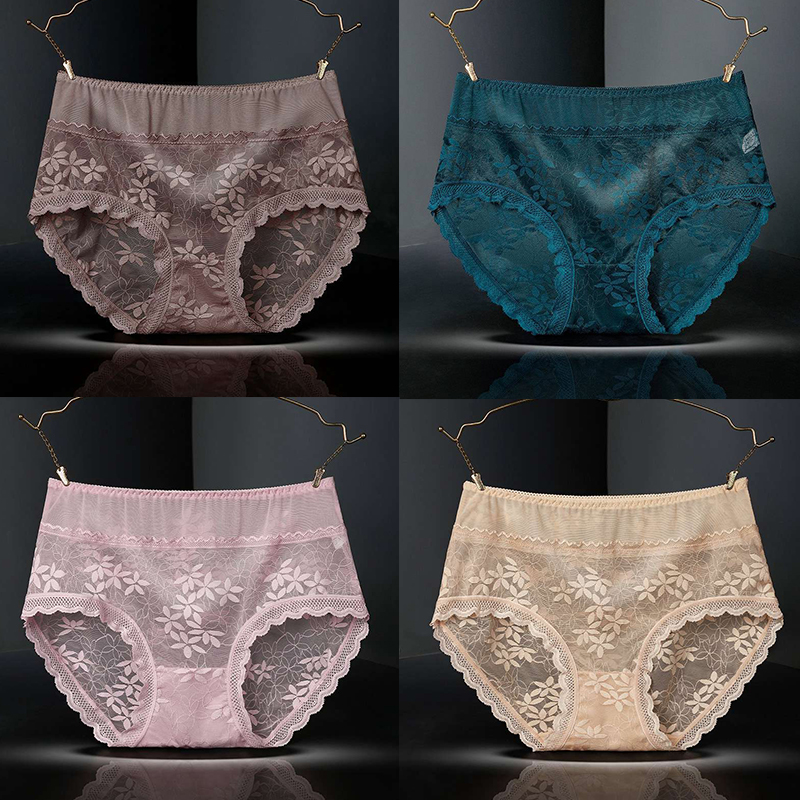 Large Size High Waist Panties for Women Underwear Sexy Lace Transparent Briefs - 图片 18