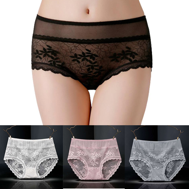 Large Size High Waist Panties for Women Underwear Sexy Lace Transparent Briefs - 图片 20