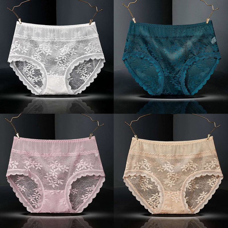 Large Size High Waist Panties for Women Underwear Sexy Lace Transparent Briefs - 图片 21