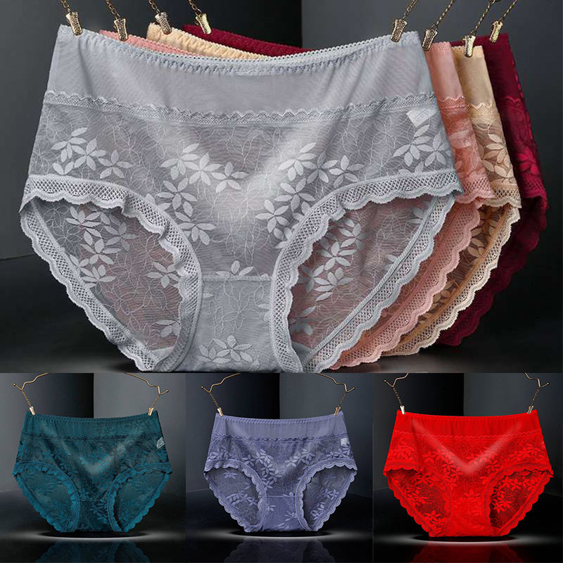 Large Size High Waist Panties for Women Underwear Sexy Lace Transparent Briefs - 图片 23