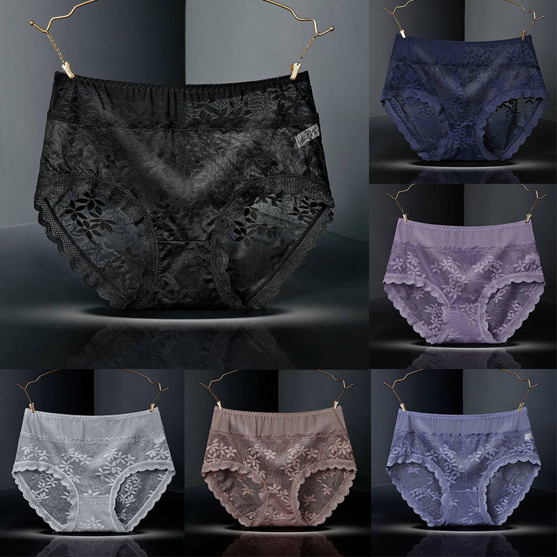 Large Size High Waist Panties for Women Underwear Sexy Lace Transparent Briefs - 图片 24