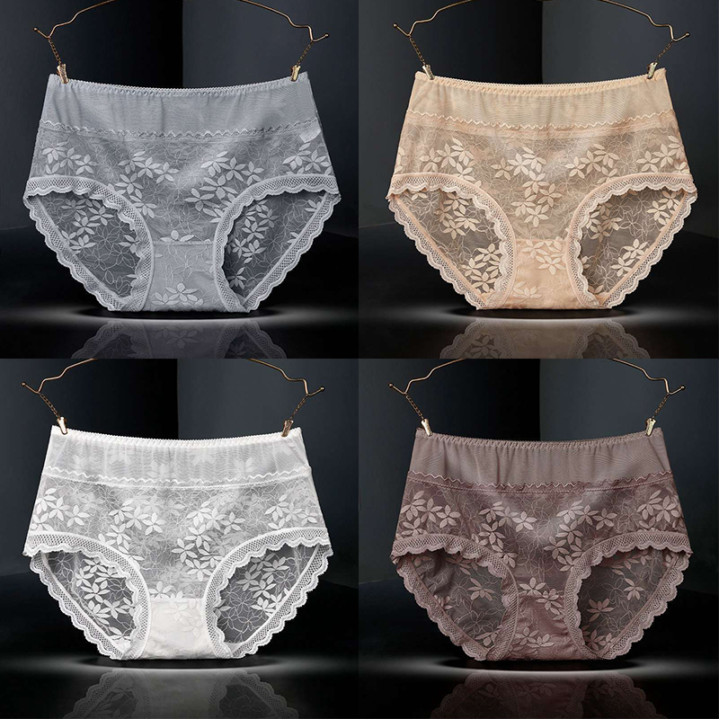 Large Size High Waist Panties for Women Underwear Sexy Lace Transparent Briefs - 图片 17