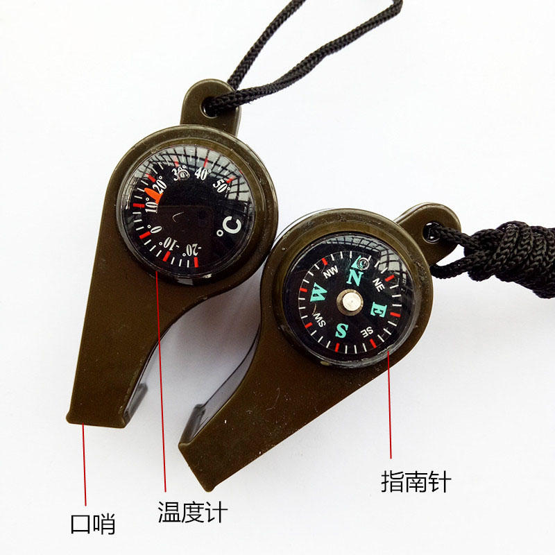 2PC Three in One Life-Saving Whistle with Lanyard Thermometer Compass Outdoor Multifunctional Whistle - 图片 10