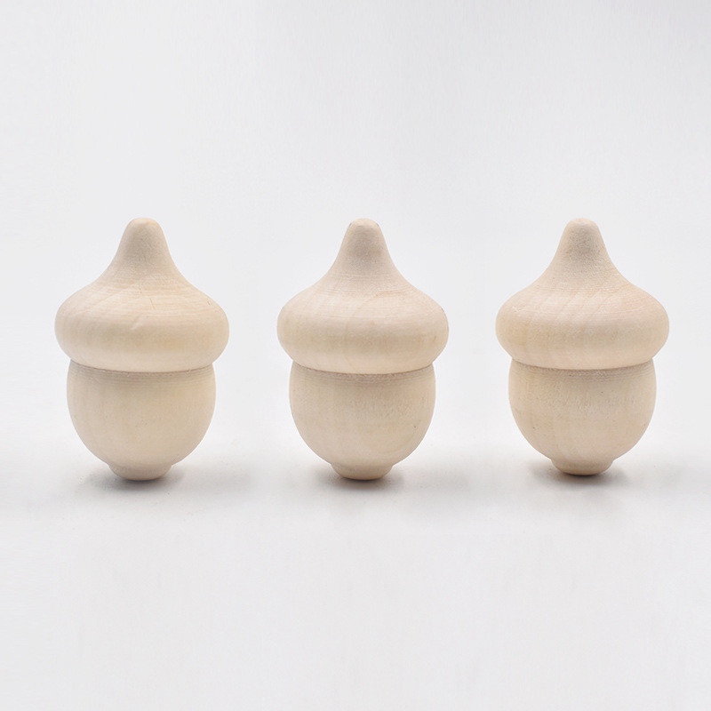 10 Pcs Wooden Acorns Unfinished Paint Stain DIY Craft Home Decor Ornament - Image 6