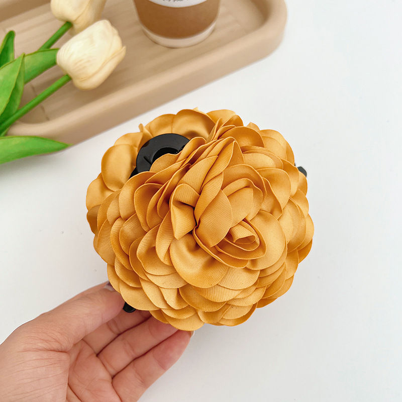 Large Elegant Rose Grip Female Back Head Barrettes Hair Accessories Top Clip - 图片 16