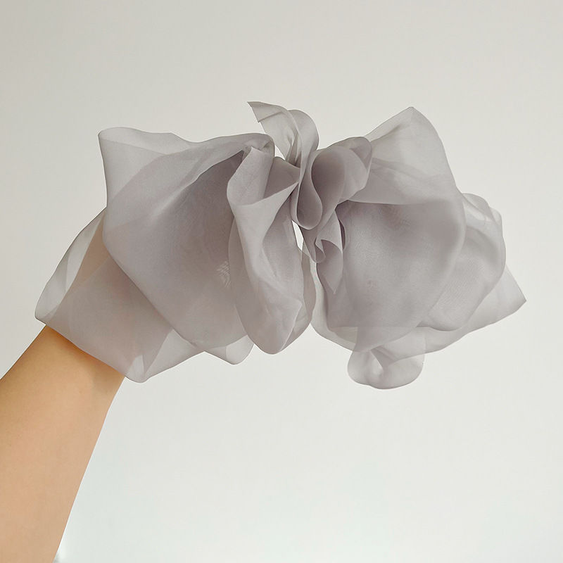 Multi-Layer Tulle Chiffon Large Bow Barrettes Ultra-Thin Pleated Spring Clip Hair Accessories - 图片 15