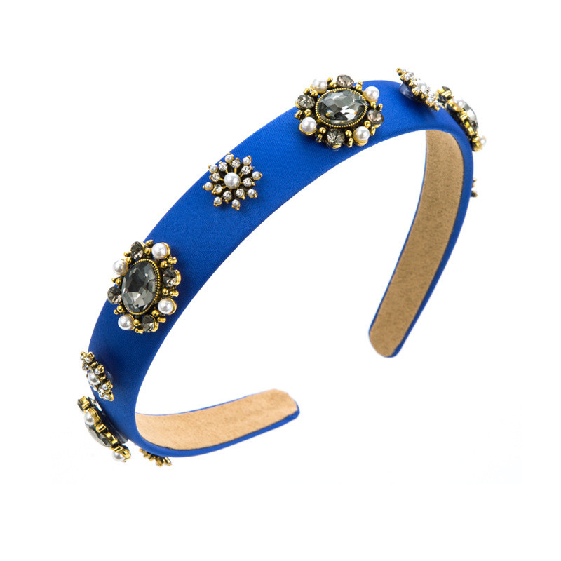 Retro Glass Drill Pearl Headband Female Baroque Thin Edges Headwear Hair Accessory Fashion - 图片 8