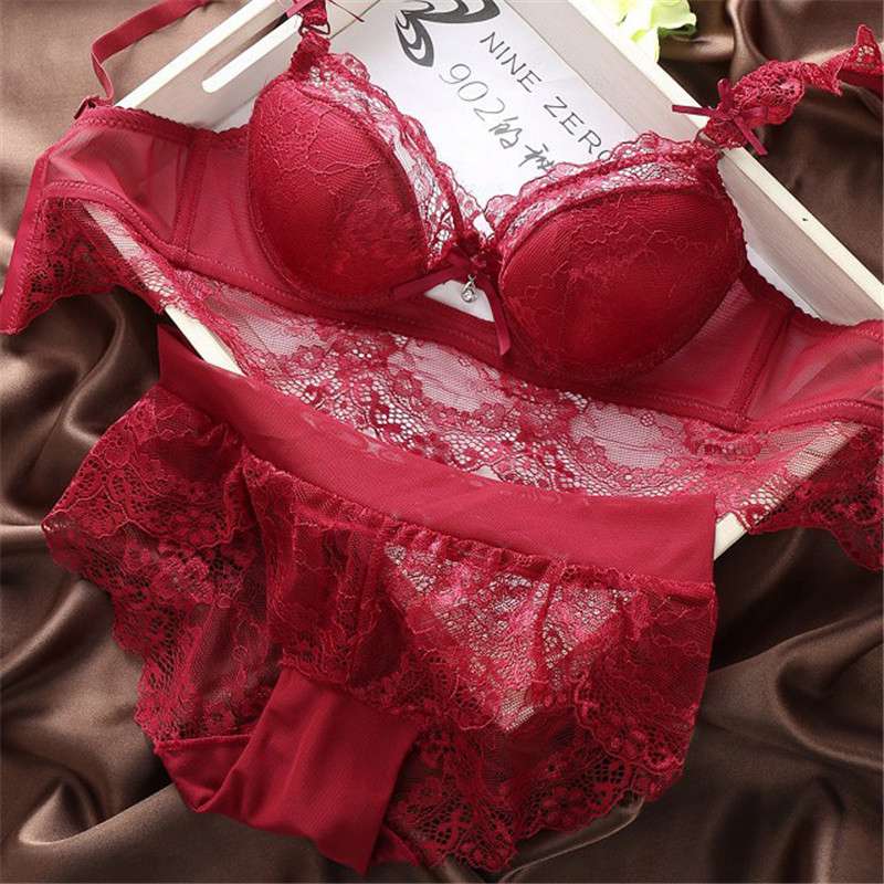 WOMEN UNDERWEAR SEXY LACE PUSH UP LINGERIE BRA SET KNICKERS BRIEFS 32-38B - 图片 8
