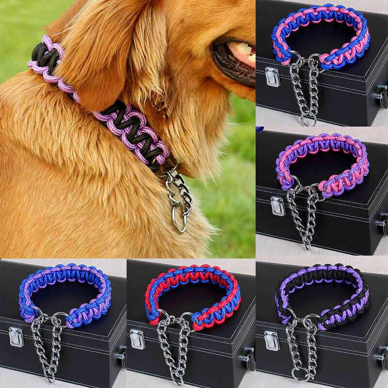Nylon Chain Dog Training Collars Choker Collar Safety Medium Large Dogs Supply