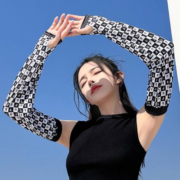1 Pair Ice Silk Sleeve girls Sunscreen Sleeve Loose UV Protection arm Sleeve Cycling Driving Gradient Women Arm Warmer Sleeve - Image 2