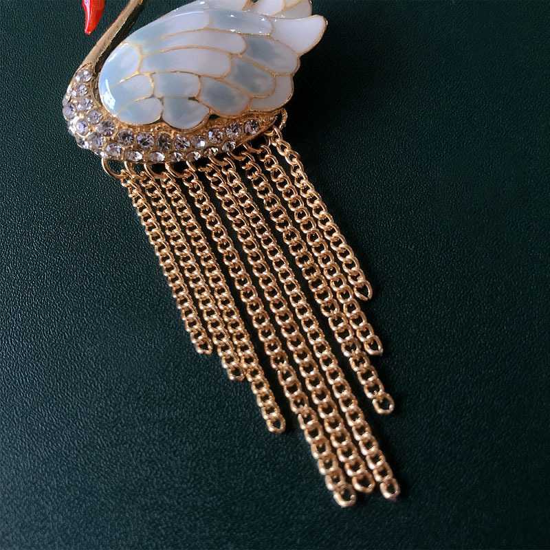 Chinese style swan tassel brooch, elegant animal brooch, new enamel suit jacket, brooch accessories - Image 9