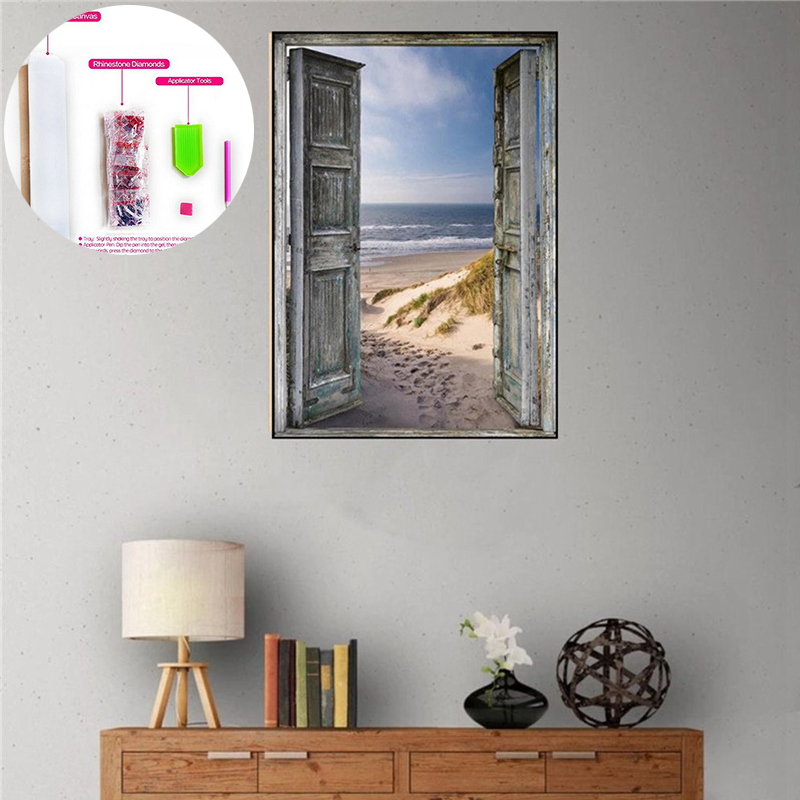 Diamond Painting DIY 5D Full Drill Pushing Open Door And Sea Room Decor Gift - 图片 19