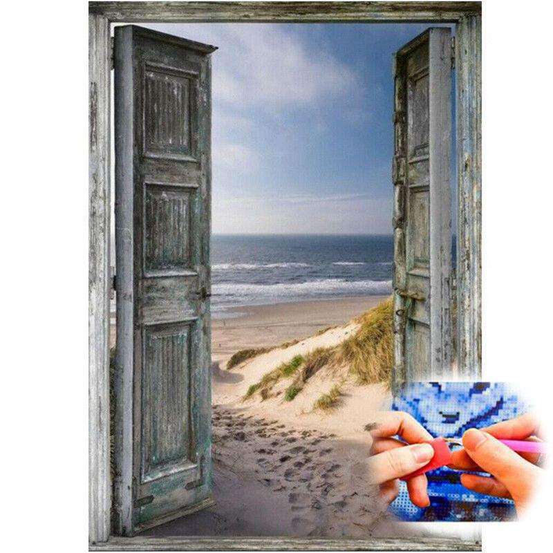 Diamond Painting DIY 5D Full Drill Pushing Open Door And Sea Room Decor Gift - 图片 9