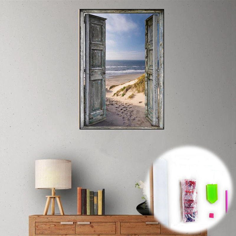 Diamond Painting DIY 5D Full Drill Pushing Open Door And Sea Room Decor Gift - 图片 15