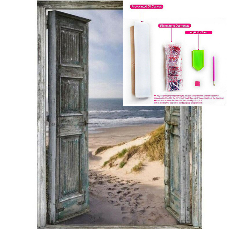 Diamond Painting DIY 5D Full Drill Pushing Open Door And Sea Room Decor Gift - 图片 13
