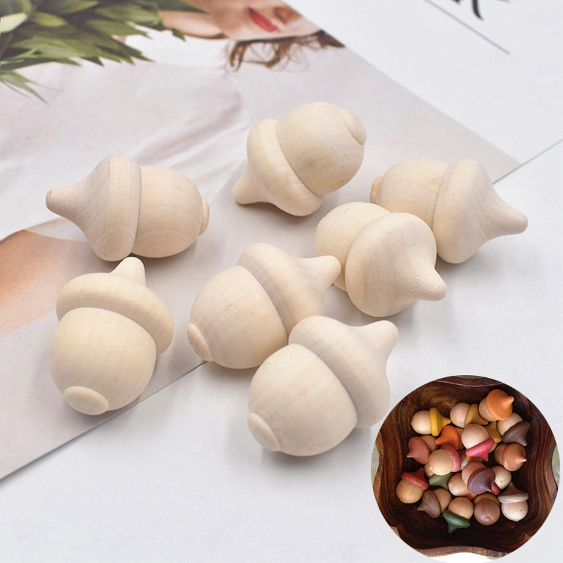 10 Pcs Wooden Acorns Unfinished Paint Stain DIY Craft Home Decor Ornament - Image 16