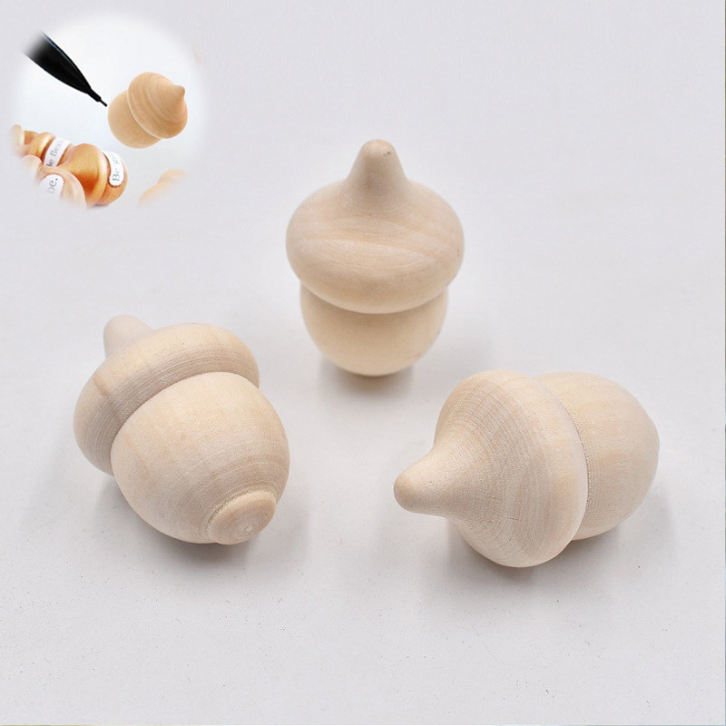 10 Pcs Wooden Acorns Unfinished Paint Stain DIY Craft Home Decor Ornament - Image 11