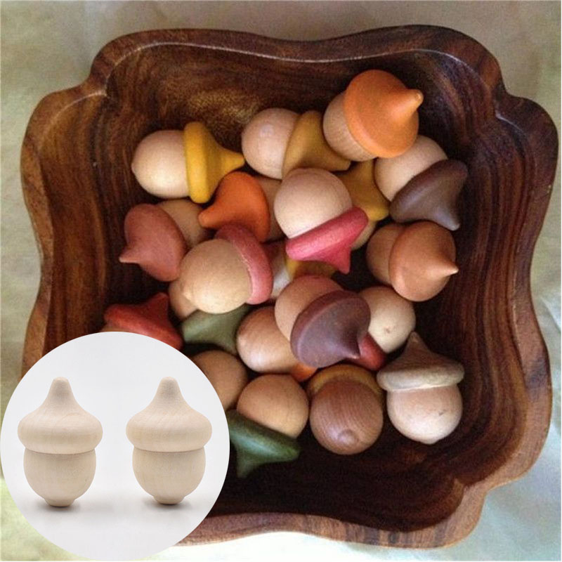 10 Pcs Wooden Acorns Unfinished Paint Stain DIY Craft Home Decor Ornament - Image 18