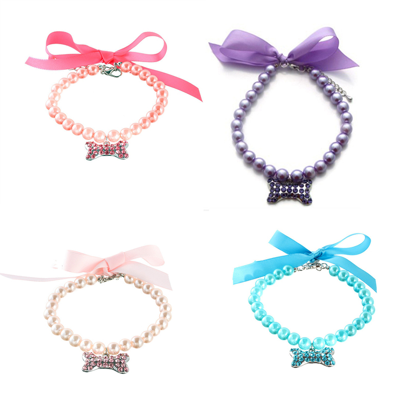Imitation Pearl Cute Dog Necklace Pet Collar Accessories Jewelry Neck Chain For Small Dogs Large Dog Cats 5 colors - Image 7