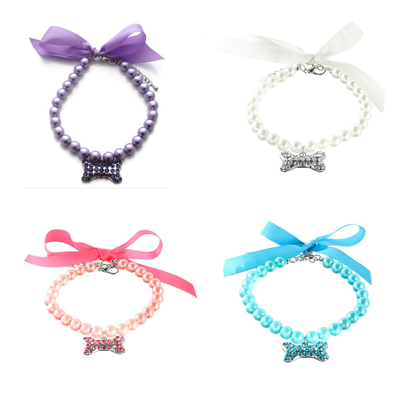 Imitation Pearl Cute Dog Necklace Pet Collar Accessories Jewelry Neck Chain For Small Dogs Large Dog Cats 5 colors - Image 9
