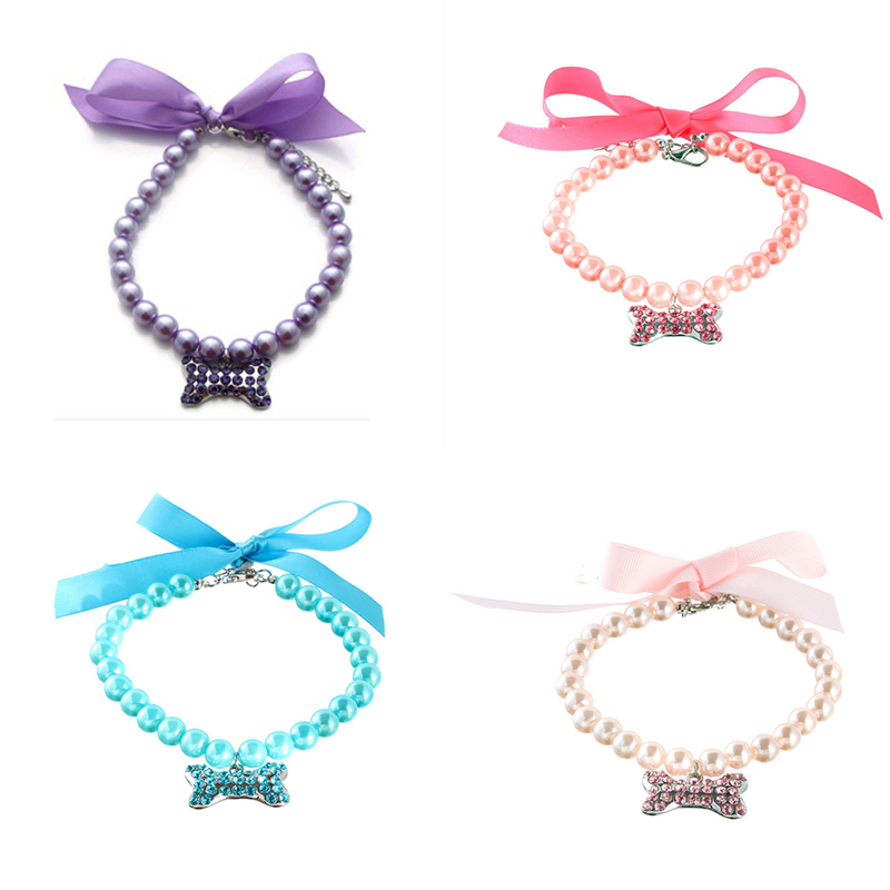 Imitation Pearl Cute Dog Necklace Pet Collar Accessories Jewelry Neck Chain For Small Dogs Large Dog Cats 5 colors - Image 11