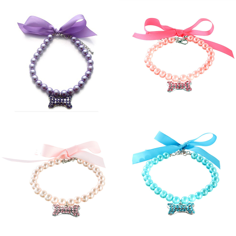 Imitation Pearl Cute Dog Necklace Pet Collar Accessories Jewelry Neck Chain For Small Dogs Large Dog Cats 5 colors - Image 12