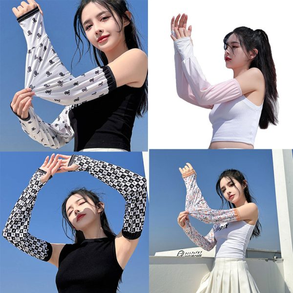 1 Pair Ice Silk Sleeve girls Sunscreen Sleeve Loose UV Protection arm Sleeve Cycling Driving Gradient Women Arm Warmer Sleeve - Image 23